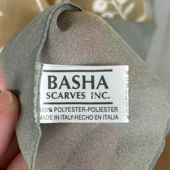 Basha Scarves Women Made in Italy Floral Head Neck Scarf Rectangle Gold Gray - Picture 4 of 9